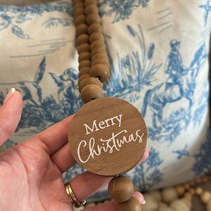 Wooden Merry Christmas Beaded decor